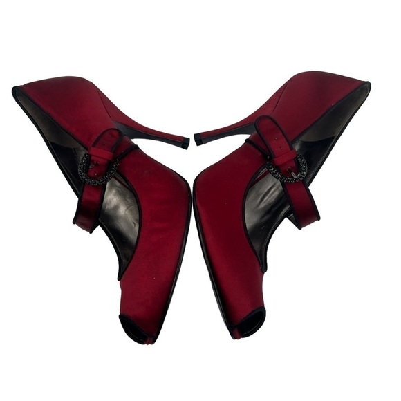 Vince Camuto Red Lottie Peep Toe Mary Jane Platform Heels Size 6 1/2 Women’s - Picture 6 of 8